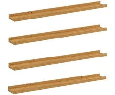 Sieninė lentyna 4 pcs Smėlio 80 x 9 x 3 cm Apdirbta mediena