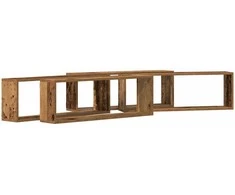 Sieninės lentynos su lentyna 4 pcs Senas medis 80 x 15 x 26 cm
