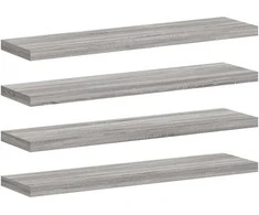 Sieninės lentynos, 4vnt., pilkos ąžuolo, 40x10x1,5cm, mediena