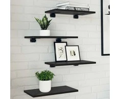 Knygų lentyna 4 pcs Juodas 40 x 20 x 1,5 cm Apdirbta mediena