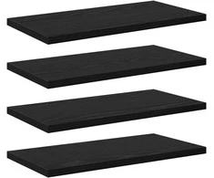 Knygų lentyna 4 pcs Juodas 40 x 20 x 1,5 cm Apdirbta mediena