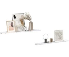 Sieninė lentyna su lentyna 2 pcs Balti marmuro 100 x 9 x 3 cm