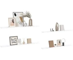 Sieninė lentyna su lentyna 4 pcs Balti marmuro 115 x 9 x 3 cm