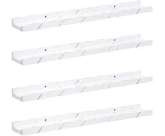Sieninė lentyna su lentyna 4 pcs Balti marmuro 60 x 9 x 3 cm