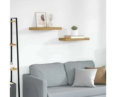 Sieninė lentyna 2 pcs Smėlio 50 x 23 x 4 cm Apdirbta mediena