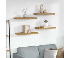Sieninė lentyna 4 pcs Smėlio 60 x 23 x 4 cm Apdirbta mediena