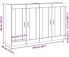Prikabinama spinta 2 pcs Amatininkų ąžuolas 69,5 x 34 x 90 cm