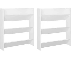 Sieninės spintelės batams, 2vnt., baltos, 80x18x90cm, MDP