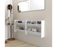 Sieninės spintelės batams, 2vnt., baltos, 80x18x60cm, MDP