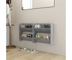 Sieninės spintelės batams, 2vnt., pilkos, 60x18x60cm, MDP