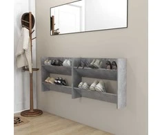 Sieninės spintelės batams, 2vnt., pilkos, 80x18x60cm, MDP