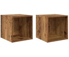 Sieninė spintelė su lentyna 2 pcs Senas medis 37 x 37 x 37 cm