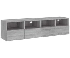 TV staliukas Sieninės TV spintelės, 2vnt., pilkos, 60x30x30cm, mediena