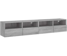 TV staliukas Sieninės TV spintelės, 2vnt., pilkos, 80x30x30cm, mediena