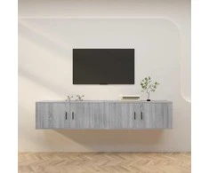 TV staliukas Sieninės TV spintelės, 2vnt., pilkos ąžuolo, 100x34,5x40cm