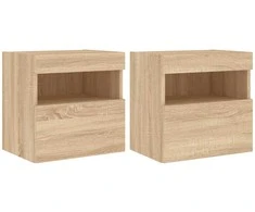 TV staliukas Sieninės TV spintelės su LED, 2vnt., sonoma ąžuolo, 40x30x40cm