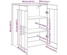 Sieniniai spintelės 2 pcs juoda ąžuolo 69,5 x 34 x 90 cm