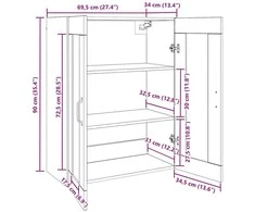 Sieniniai spintelės 2 pcs Sena mediena 69,5 x 34 x 90 cm