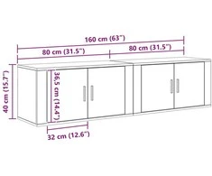 TV staliukas Sieninio televizoriaus kabineto komplektas 2 pcs
