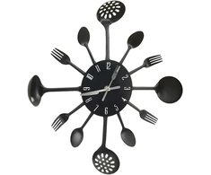 Sieninis laikrodis, juodas, 40cm, aliuminis