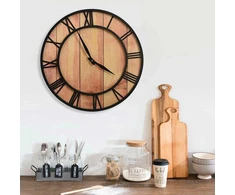 Sieninis laikrodis, rudas ir juodas, 39cm, MDF ir geležis