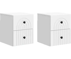 Sieninis naktinis staliukas 2 pcs Balta 33 x 34,5 x 40 cm