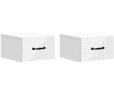 Sieninis naktinis staliukas 2 pcs Balta 34,5 x 33 x 20 cm