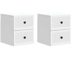 Sieninis naktinis staliukas 2 pcs Balta 33 x 34,5 x 40 cm