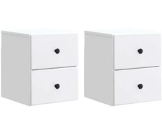Sieninis naktinis staliukas 2 pcs Balta 34,5 x 33 x 40 cm