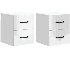 Sieninis naktinis staliukas 2 pcs Balta 34,5 x 33 x 40 cm