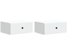 Sieninis naktinis staliukas 2 pcs Balta 49 x 34,5 x 20 cm