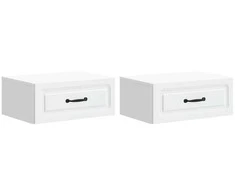 Sieninis naktinis staliukas 2 pcs Balta 49 x 34,5 x 20 cm