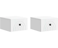 Sieninis naktinis staliukas 2 pcs Balta 33 x 34,5 x 20 cm