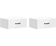 Sieninis naktinis staliukas 2 pcs Balta 49 x 34,5 x 20 cm