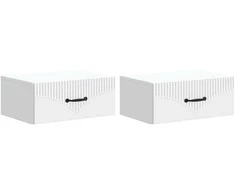 Sieninis naktinis staliukas 2 pcs Balta 49 x 34,5 x 20 cm