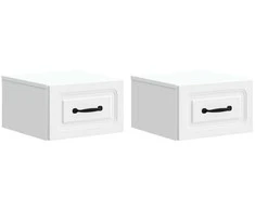 Sieninis naktinis staliukas 2 pcs Balta 34,5 x 33 x 20 cm
