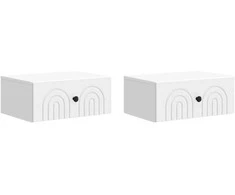 Sieninis naktinis staliukas 2 pcs Balta 49 x 34,5 x 20 cm