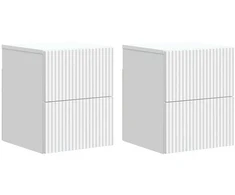 Sieninis naktinis staliukas 2 pcs Balta 33 x 34,5 x 40 cm