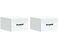 Sieninis naktinis staliukas 2 pcs Balta 34,5 x 33 x 20 cm