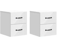 Sieninis naktinis staliukas 2 pcs Balta 34,5 x 33 x 40 cm
