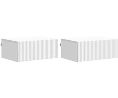 Sieninis naktinis staliukas 2 pcs Balta 49 x 34,5 x 20 cm