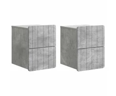 Sieninis naktinis staliukas 2 pcs Betono pilka Apdirbta mediena