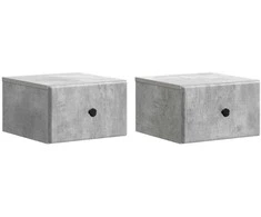 Sieninis naktinis staliukas 2 pcs Betono pilka Apdirbta mediena