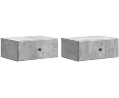 Sieninis naktinis staliukas 2 pcs Betono pilka Apdirbta mediena