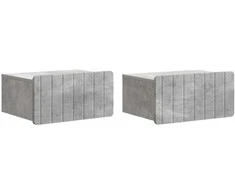 Sieninis naktinis staliukas 2 pcs Betono pilka Apdirbta mediena