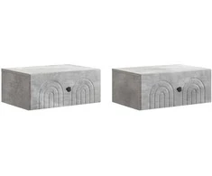 Sieninis naktinis staliukas 2 pcs Betono pilka Apdirbta mediena
