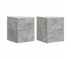 Sieninis naktinis staliukas 2 pcs Betono pilka Apdirbta mediena