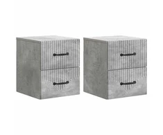 Sieninis naktinis staliukas 2 pcs Betono pilka Apdirbta mediena
