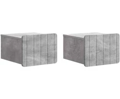 Sieninis naktinis staliukas 2 pcs Betono pilka Apdirbta mediena