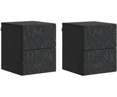 Sieninis naktinis staliukas 2 pcs Juoda 34,5 x 33 x 40 cm